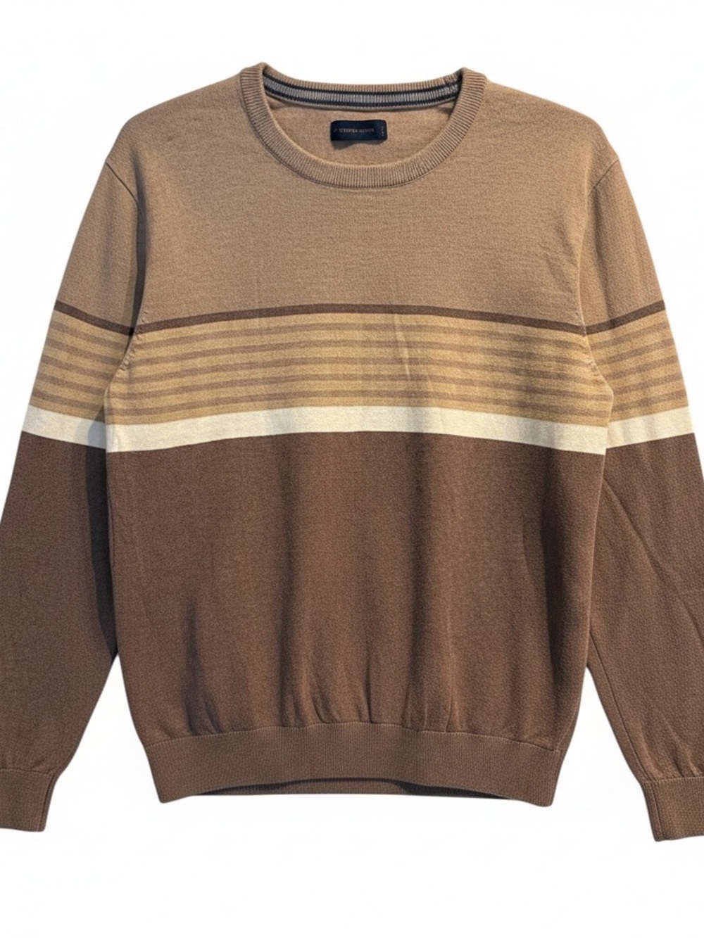 Denver Hayes Men's Crewneck Sweater in Brown, Tan and Cream
